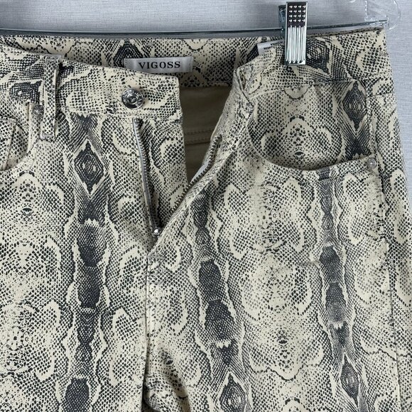 VIGOSS WOMEN'S SNAKESKIN PRINT JEANS STRAIGHT LEG ZIP FRONT POCKETS SIZE 6/7 - Picture 6 of 11